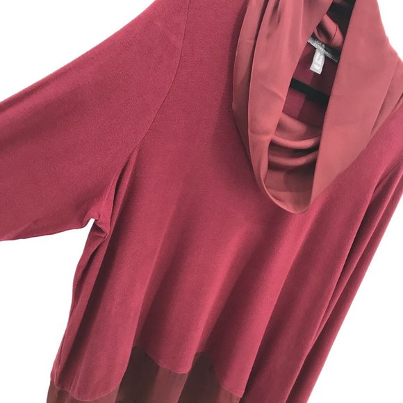 Lisa Rinna Womens Wine Slouchy Turtleneck  Lightweight Sweater Tunic Size 1X - Picture 2 of 10